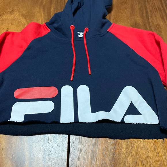 FILA Luciana Navy & Red Crop Hoodie S - Picture 6 of 6